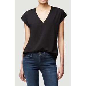 Frame Womens Le V Tee Black Cap Sleeve V-Neck Pullover Top Pima Women's S NWOT